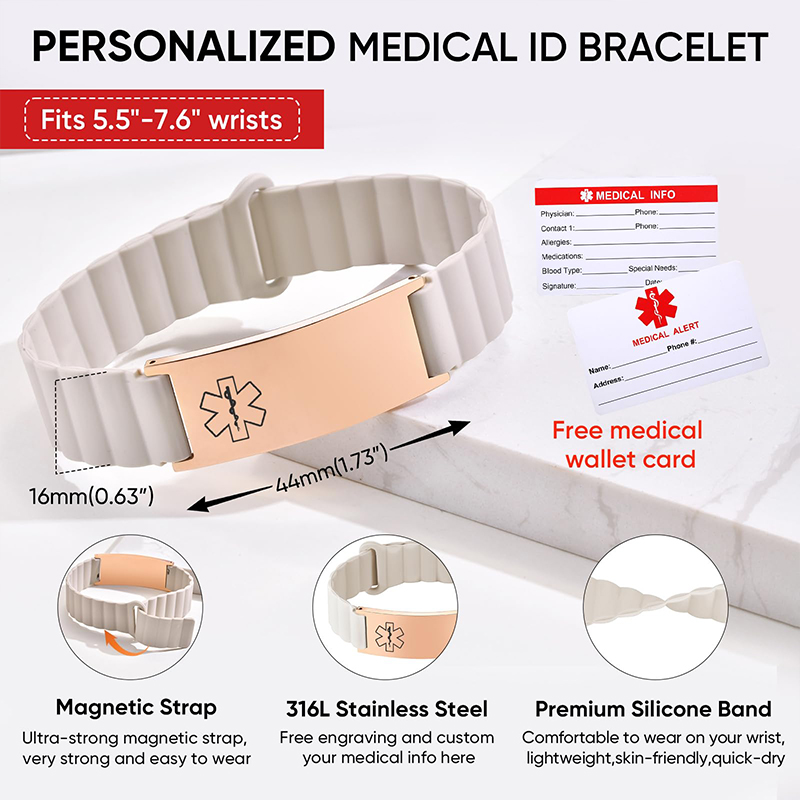 Custom Medical ID Bracelet for - Silicone Band Women incelemesi ve fiyatı