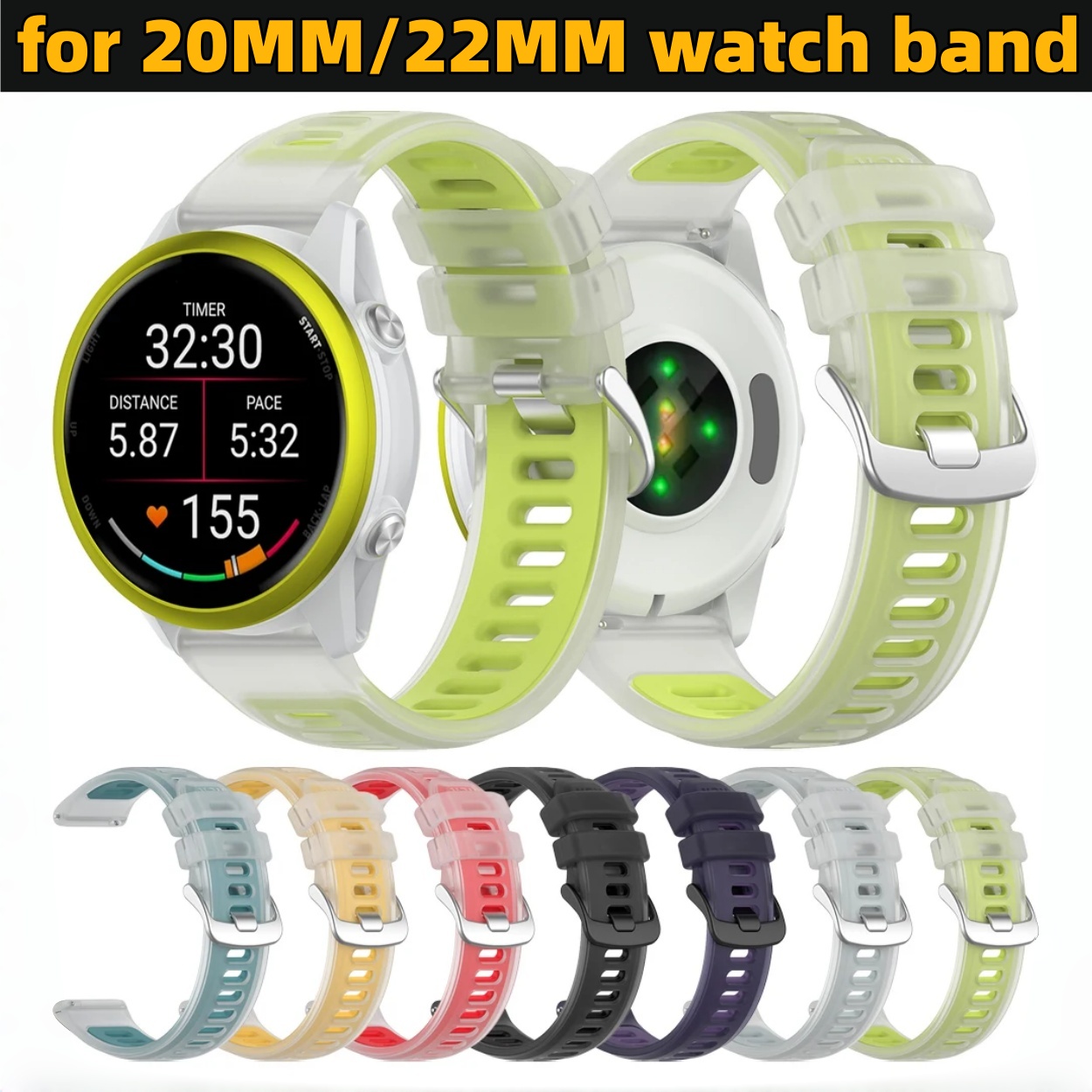 22mm 20mm Transparent Two-Tone - Silicone Watch Band 22Mm incelemesi ve fiyatı
