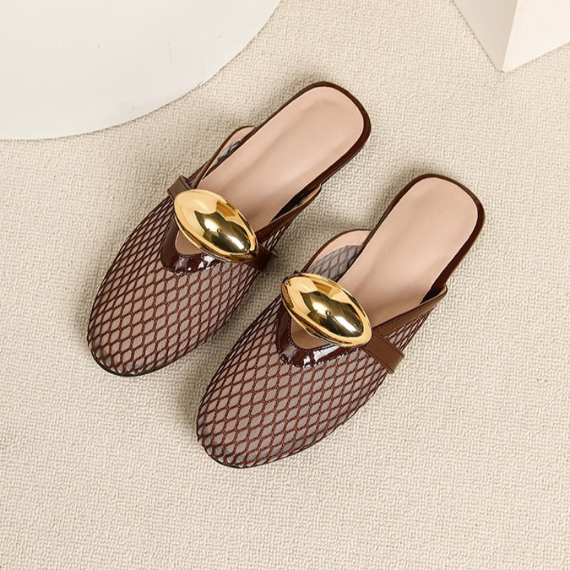 Summer Mesh Flat Slippers Wome - Mesh Strap Metal incelemesi ve fiyatı