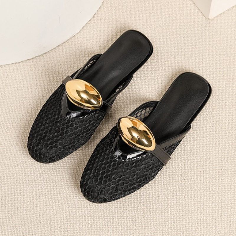 Summer Mesh Flat Slippers Wome - Mesh Strap Metal incelemesi ve fiyatı