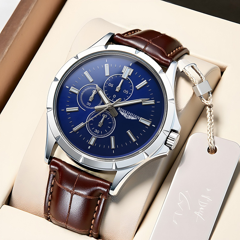 Men Chronograph Quartz Watch,  - Leather Watch Band Men incelemesi ve fiyatı