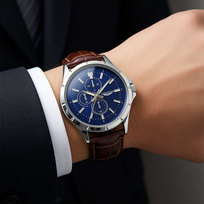 Men Chronograph Quartz Watch,  - Leather Watch Band Men incelemesi ve fiyatı