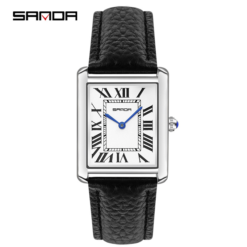 Sanda Rectangular Wrist Watche - Leather Watch Band Men incelemesi ve fiyatı