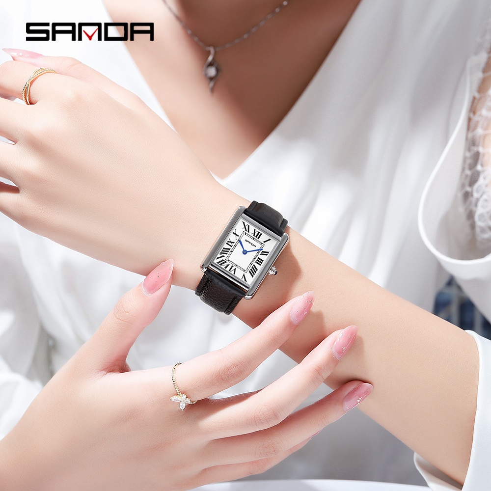Sanda Rectangular Wrist Watche - Leather Watch Band Men incelemesi ve fiyatı