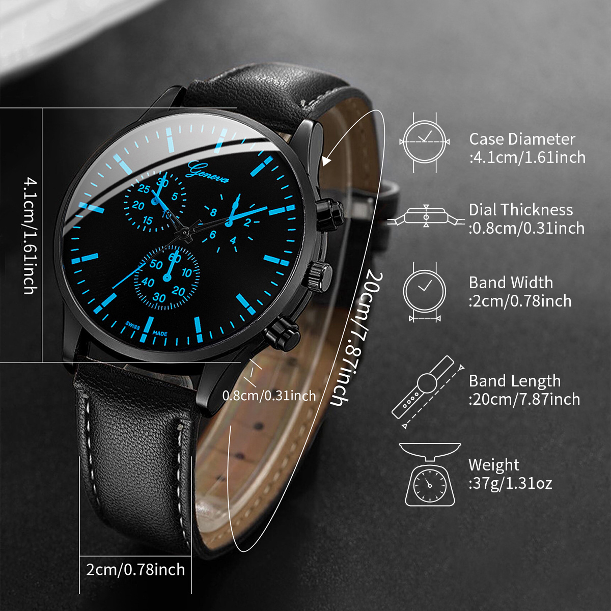 3PCS Fashion Men Business Watc - Leather Watch Band Men incelemesi ve fiyatı