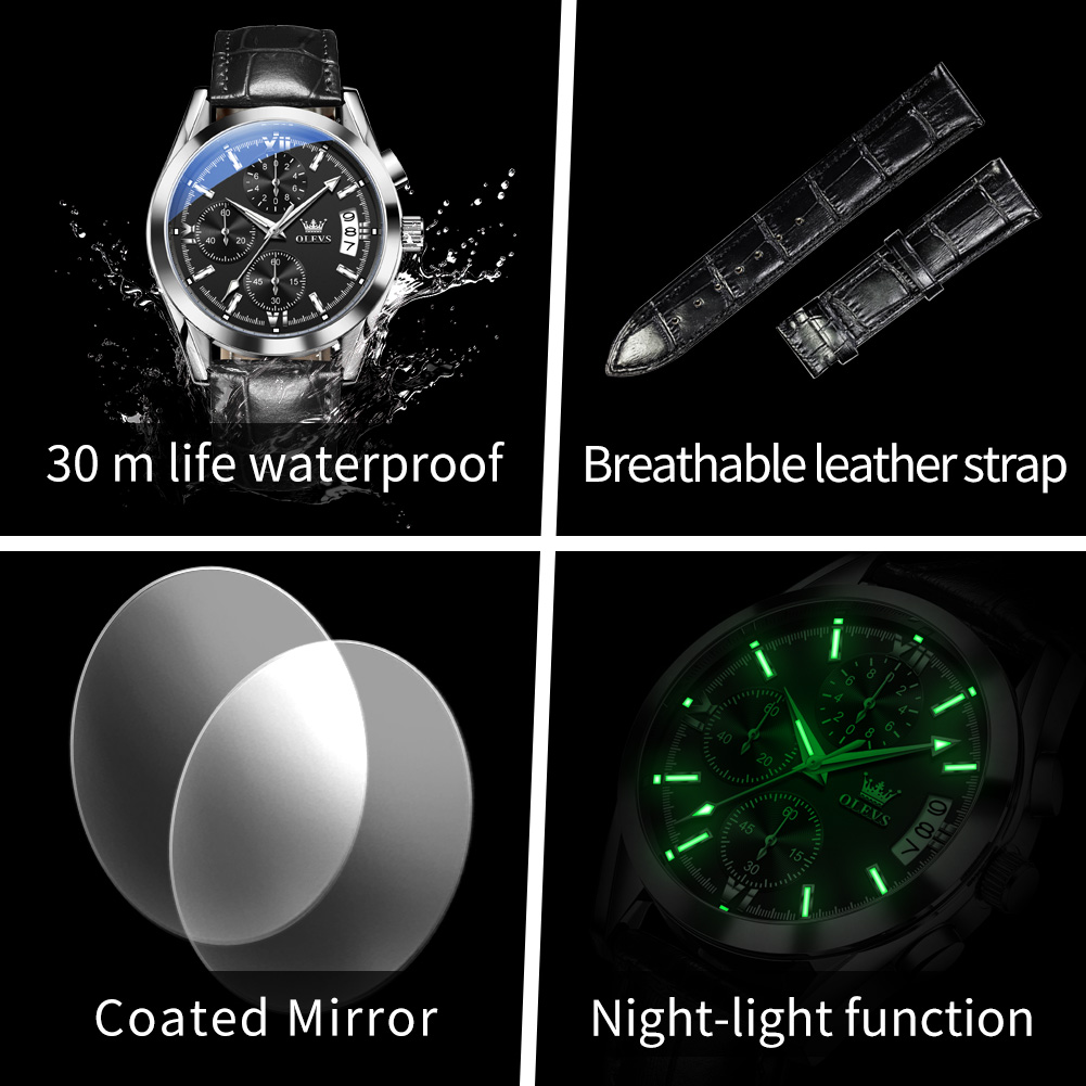 OLEVS Top Brand Luxury Men Wat - Leather Watch Band Men incelemesi ve fiyatı